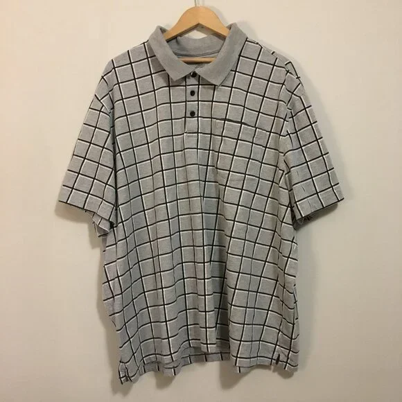 George Computer Geek Graph Paper Print Shirt - Grid Pattern Short Sleeve Polo - Picture 3 of 13